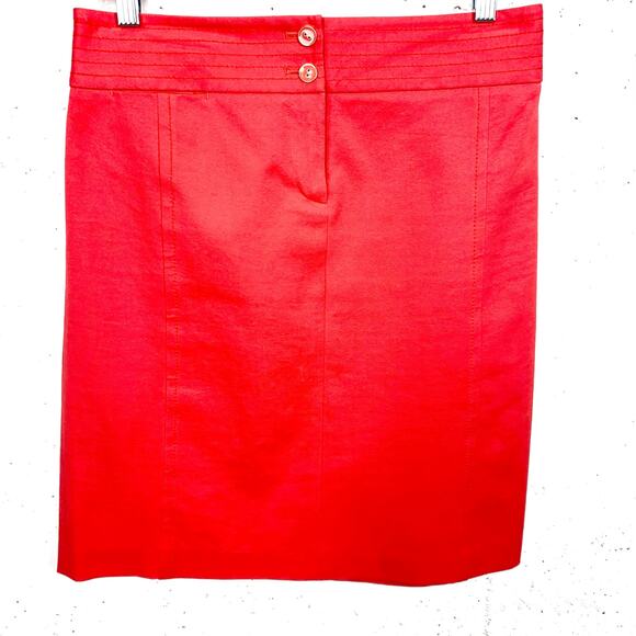 J.McLaughlin Womens 2 Button Detail Straight Pencil Skirt Coral Back Vent 2 - Picture 1 of 11